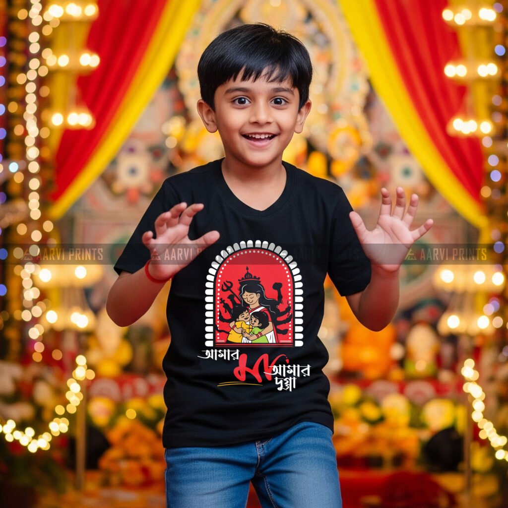 Kids Durga Puja Special Cotton T-Shirt 